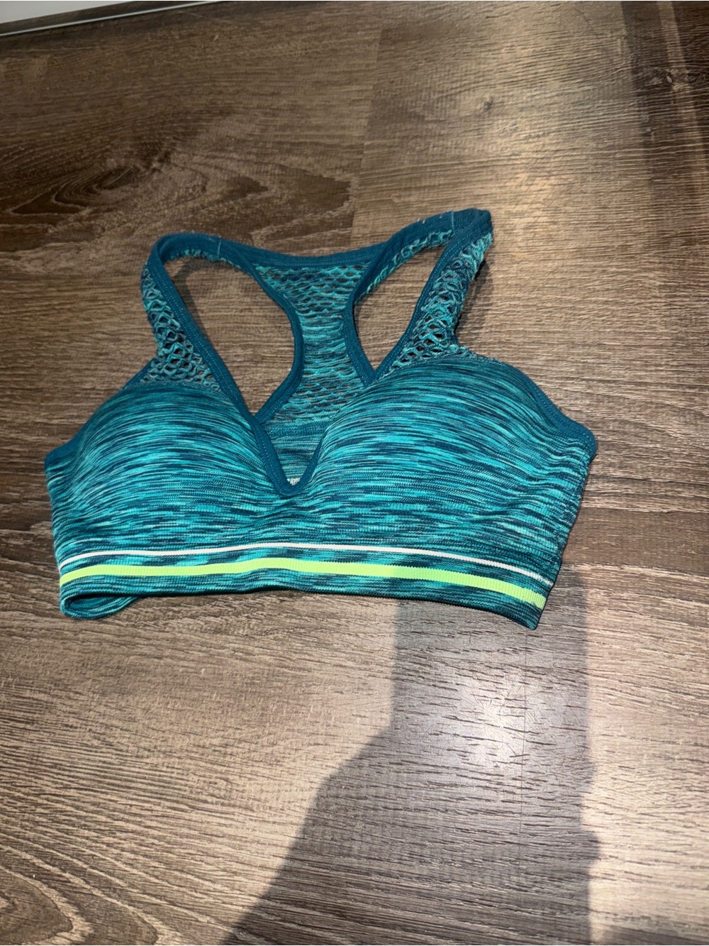 PINK Victoria's Secret Teal Space-Dye Racerback Sports Bra
